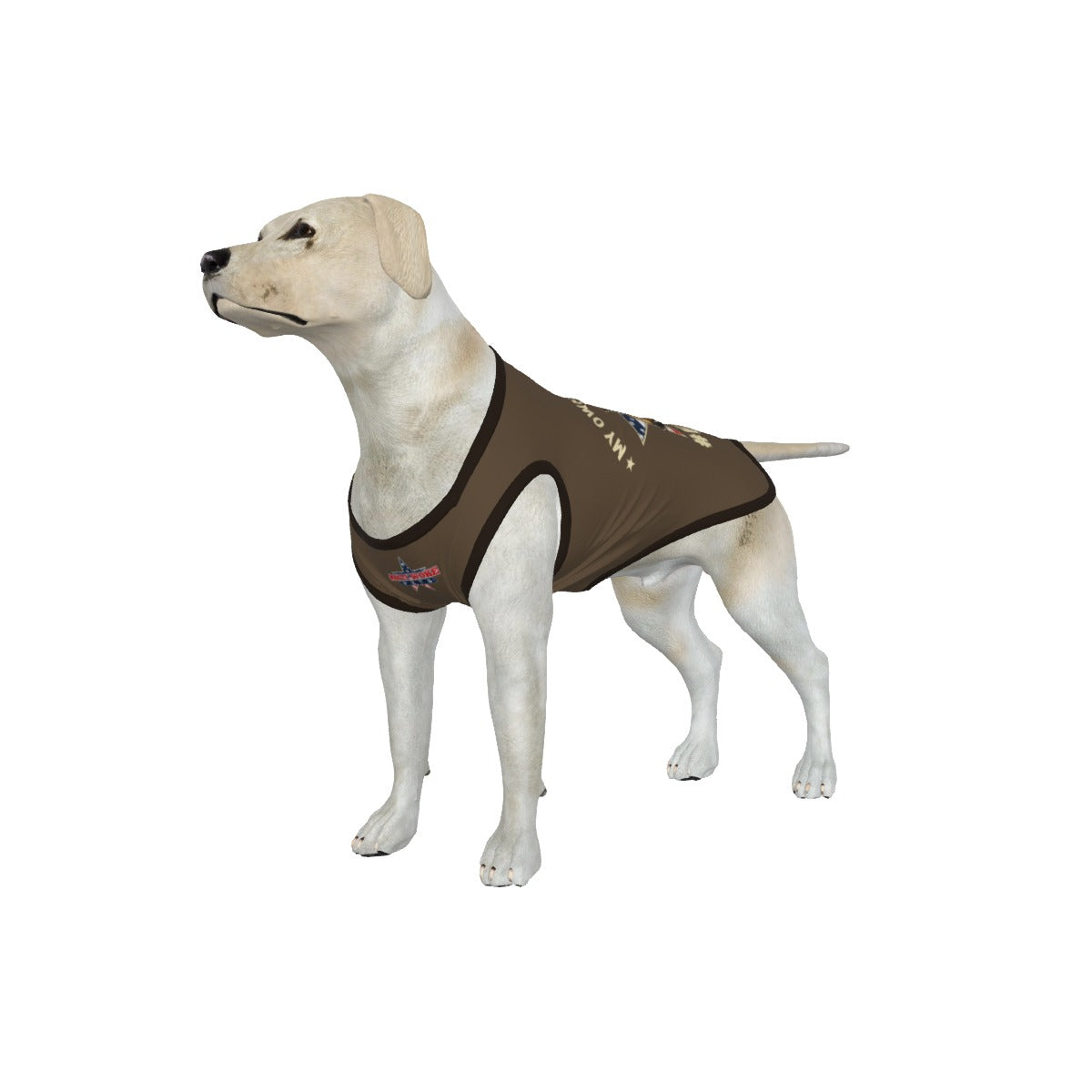 Pug- Taupe Medium - My Owner Is Armed- Star Flag- Anti Woke Pets - Big Dog's Tank Top