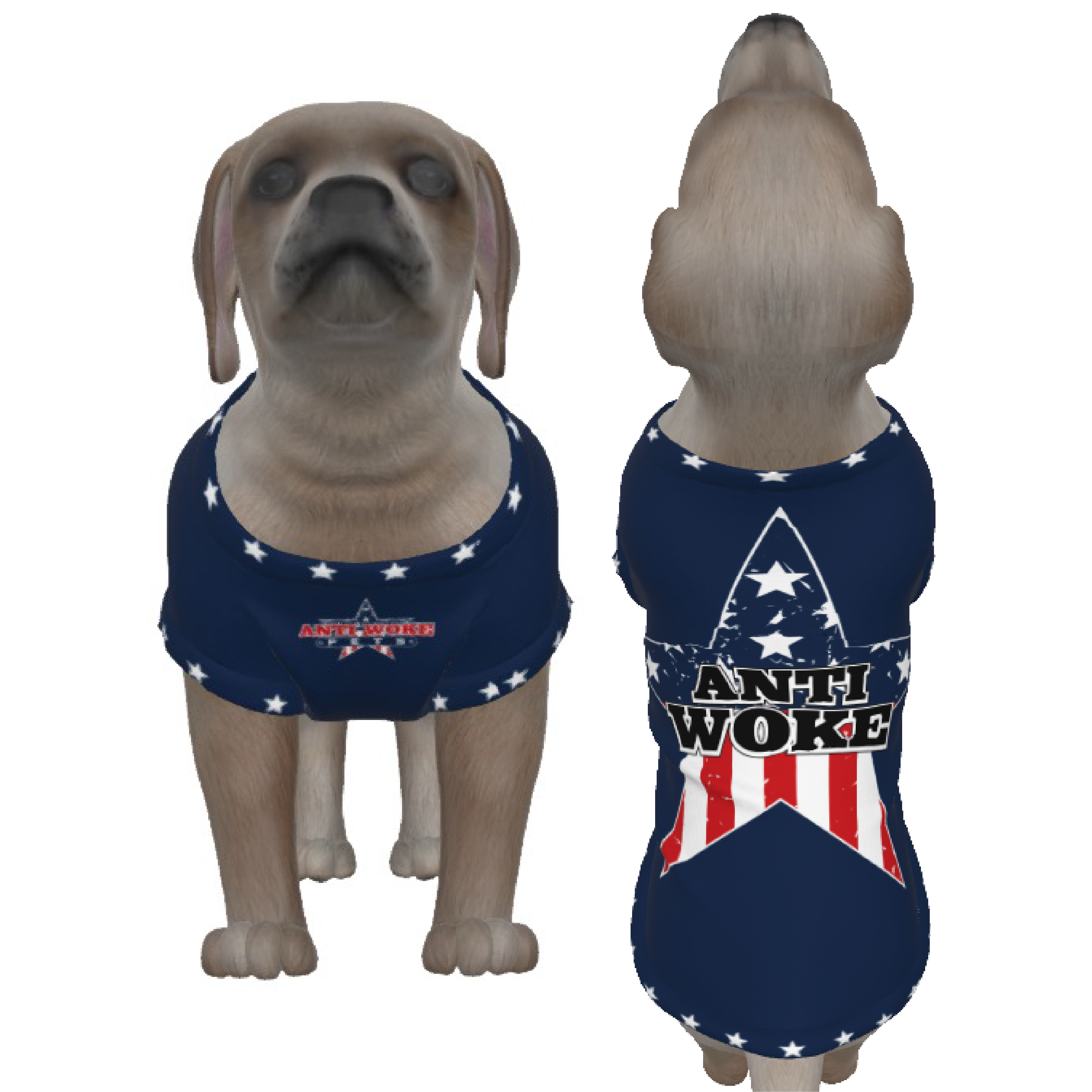 Anti Woke Star- Blue- Small Dog's Tank Top