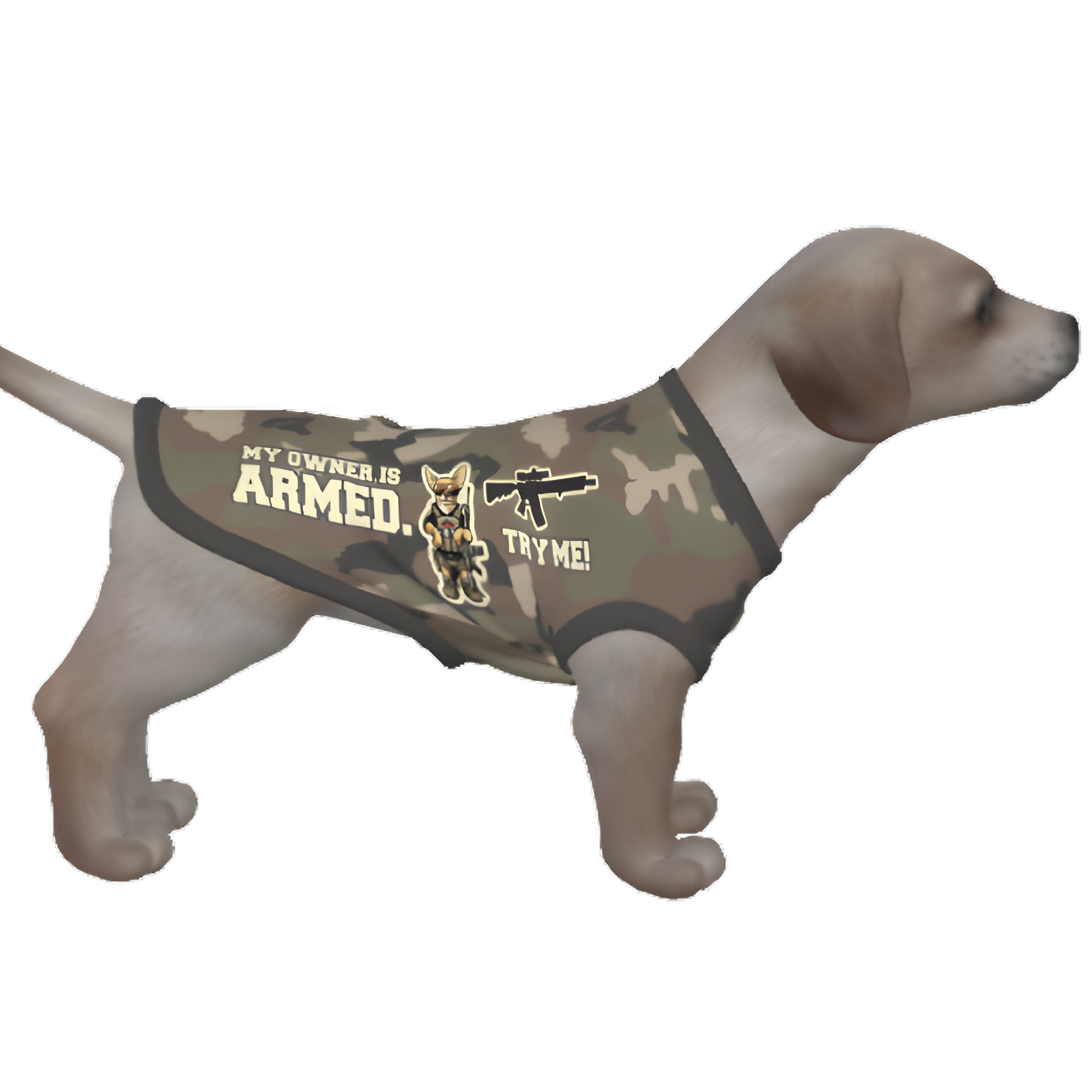 Camo- My Owner Is Armed- Chihuahua- Anti Woke Pets - Small Dog's Tank Top