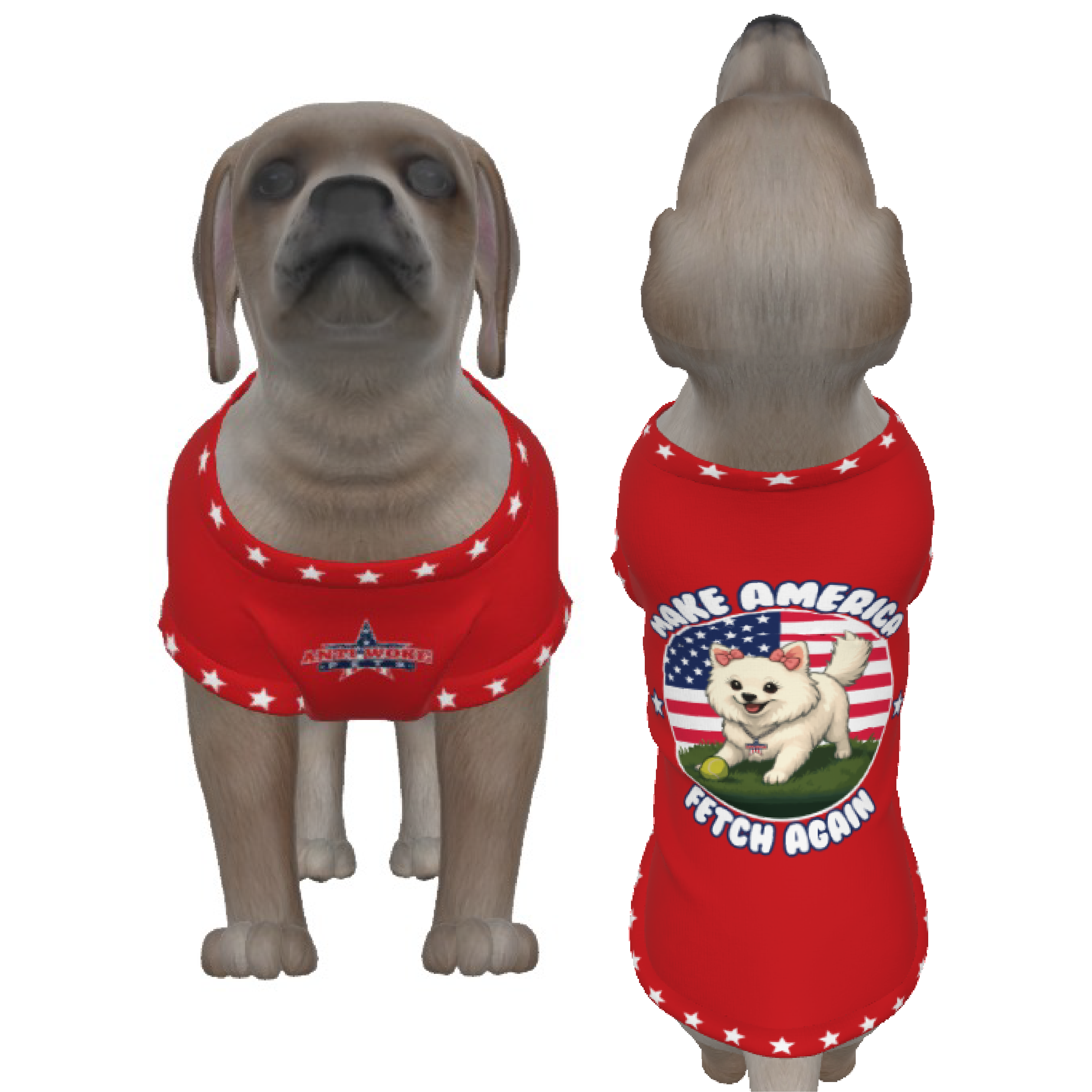 Pomeranian- Make America Fetch Again- Red- Small Dog's Tank Top