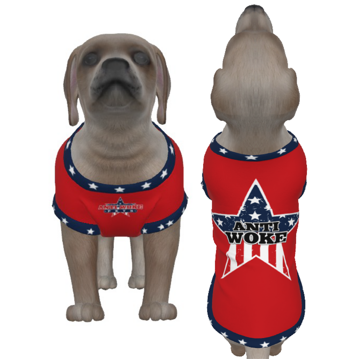 Anti Woke Star- Red- Small Dog's Tank Top