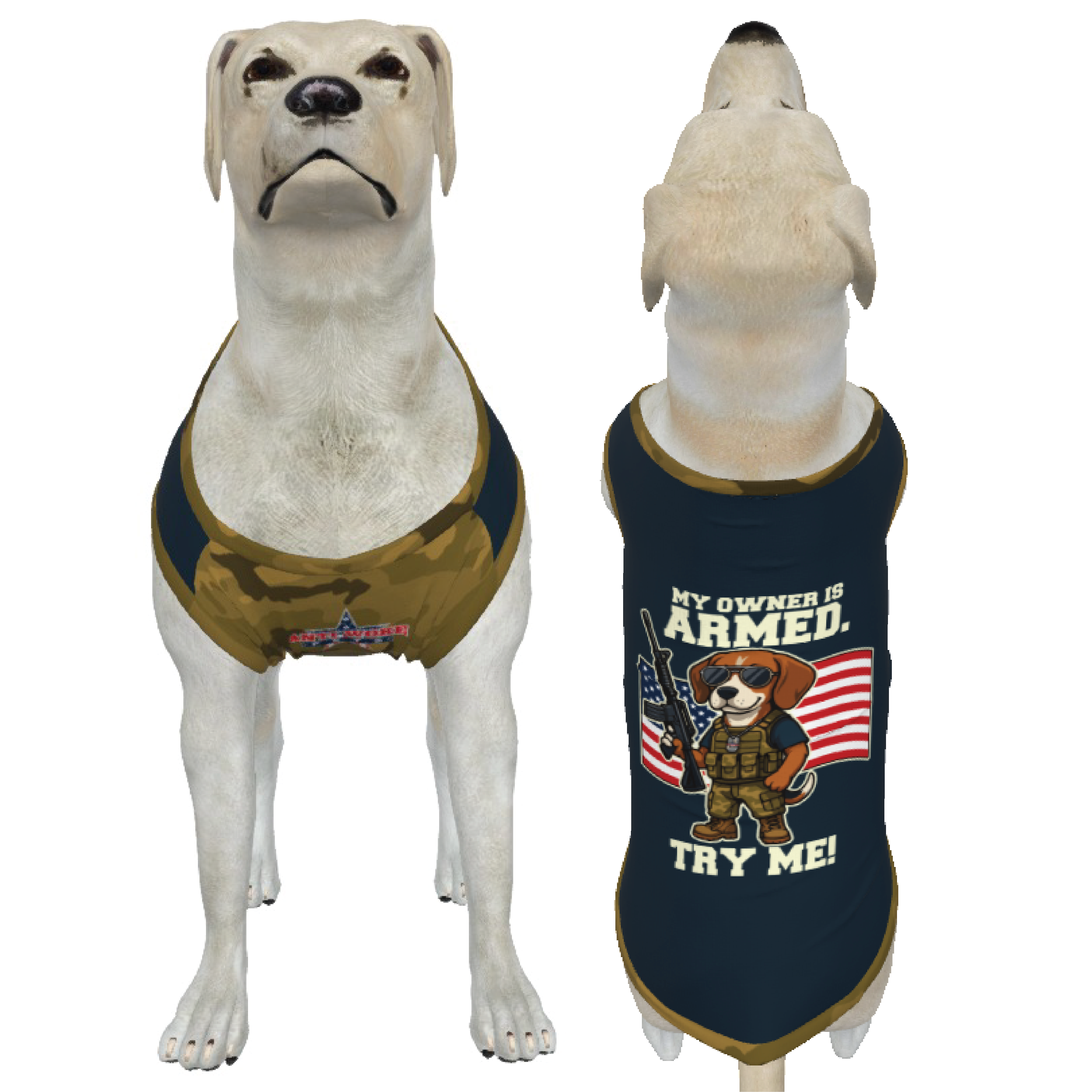 Beagle W Ar 15- My Owner Is Armed- Anti Woke Pets- Big Tank Top