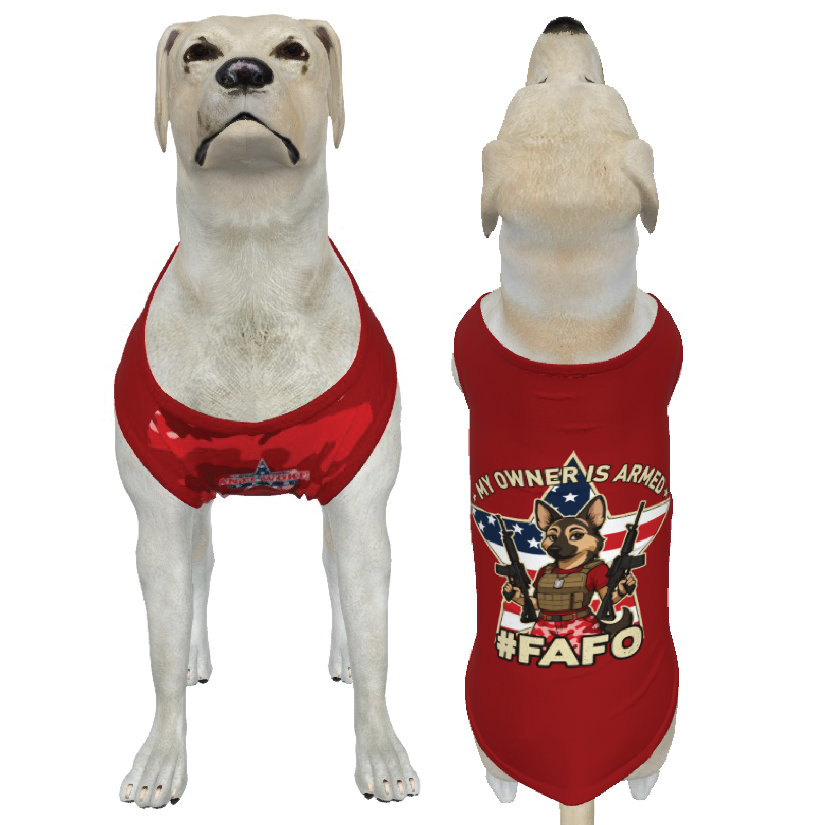 German Shepard-Girl Dog Red- My Owner Is Armed- Big Dog's Tank Top