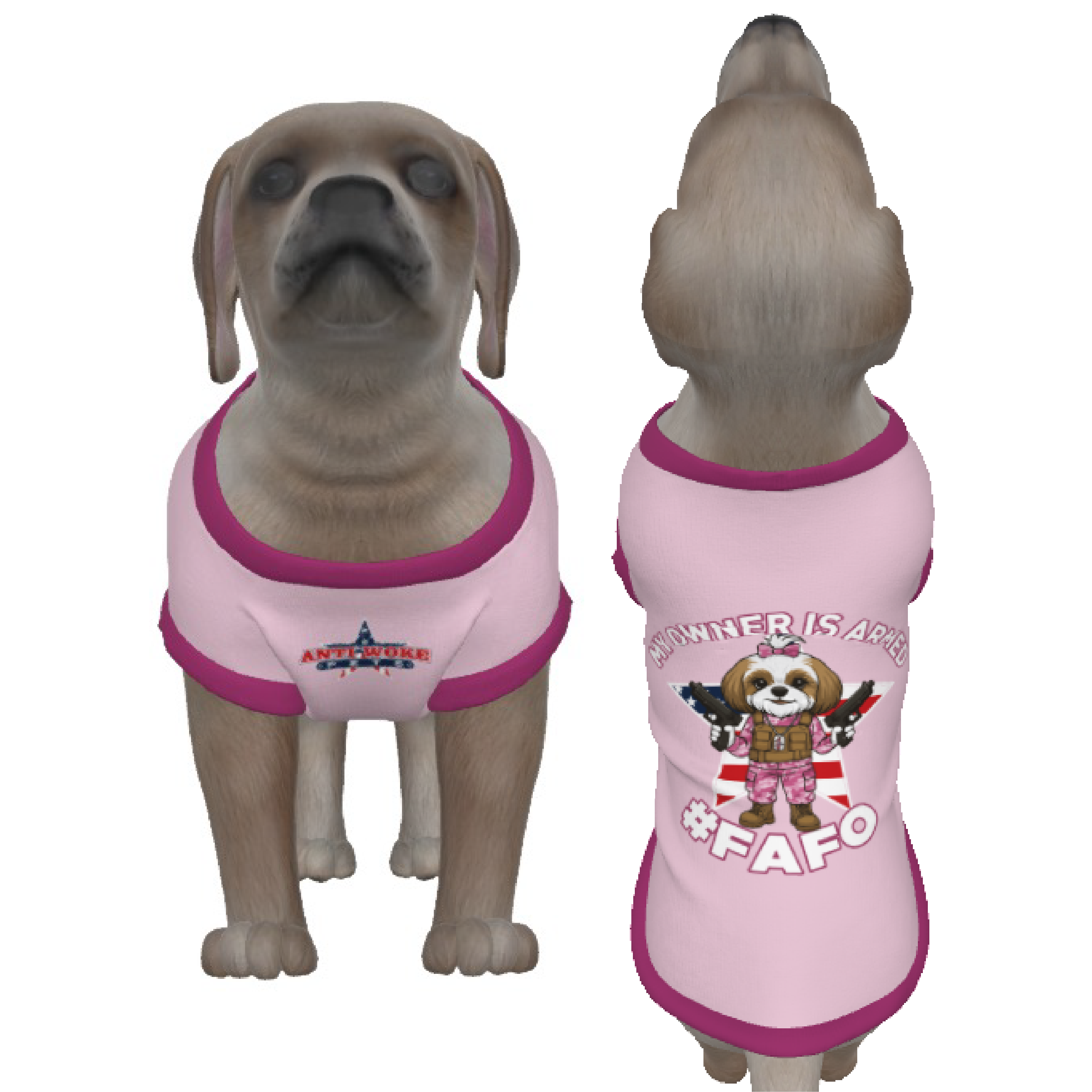 Shih Ztu- White and Brown Dog- Light Pink- Small Dog's Tank Top