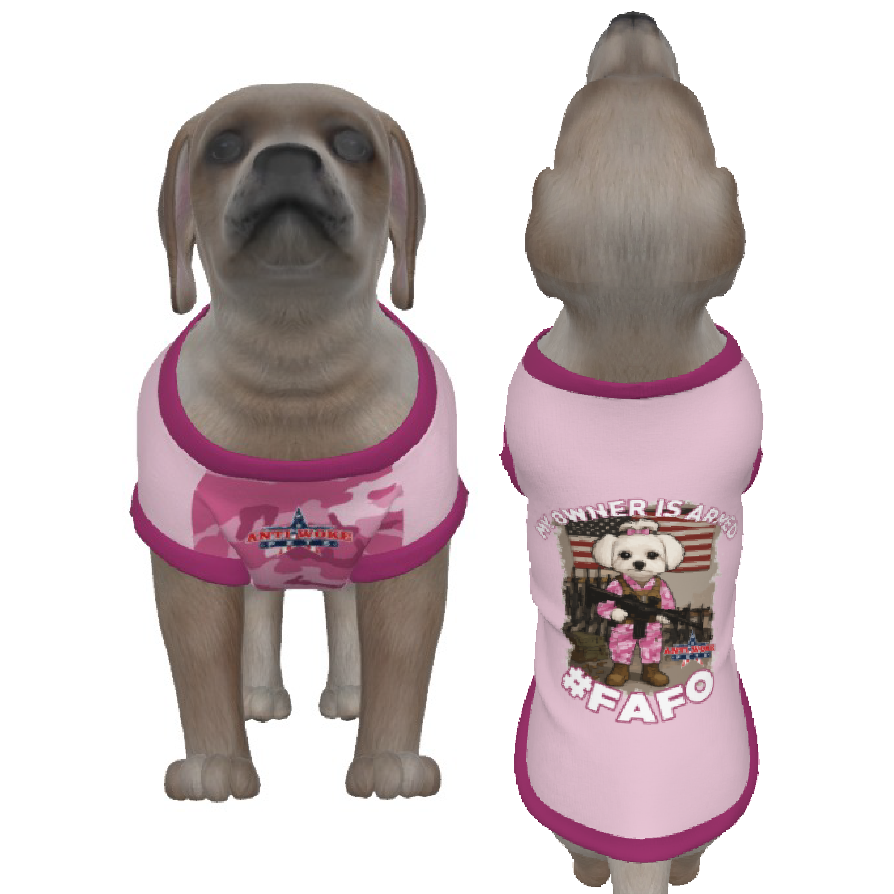 Maltese- White Dog- Camo Light Pink - Small Dog's Tank Top