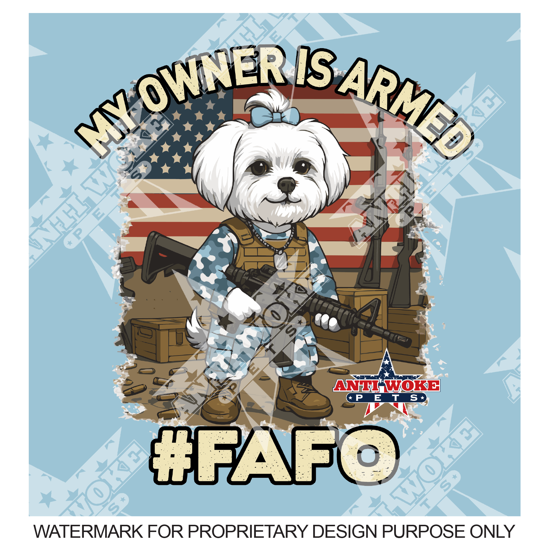 Maltese- White Dog- Baby Blue- Small Dog's Tank Top