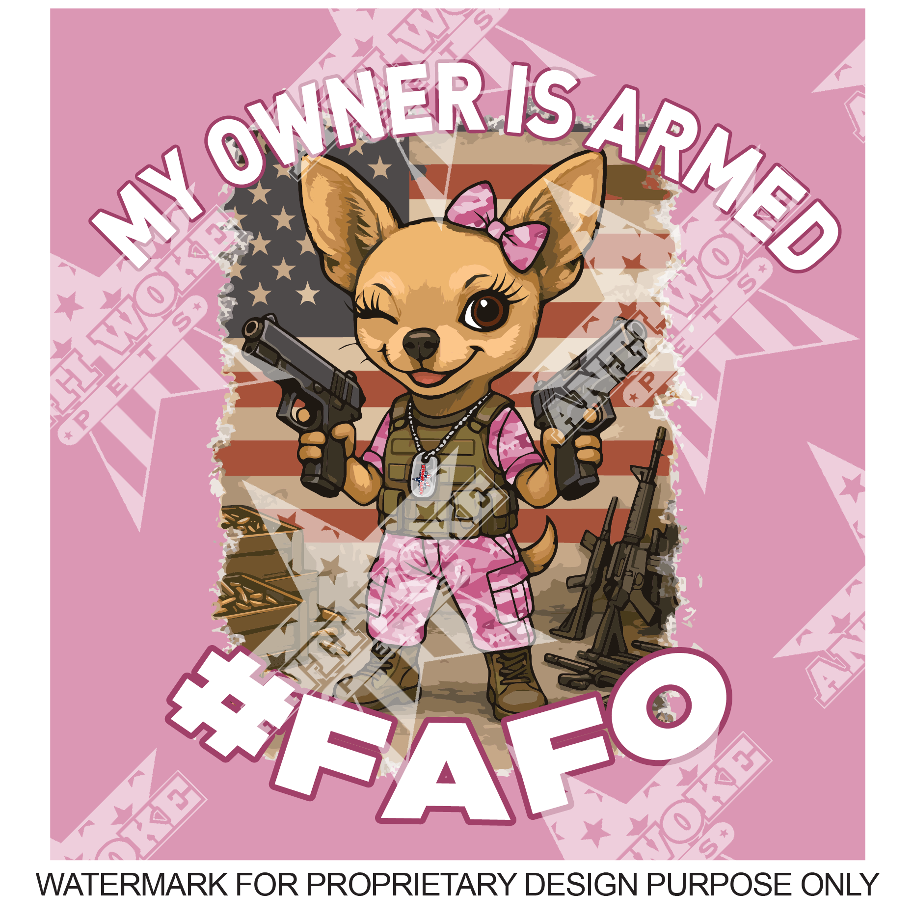 Chihuahua- Pink 2 Pistols- My Owner Is Armed- Small Dog's Tank Top