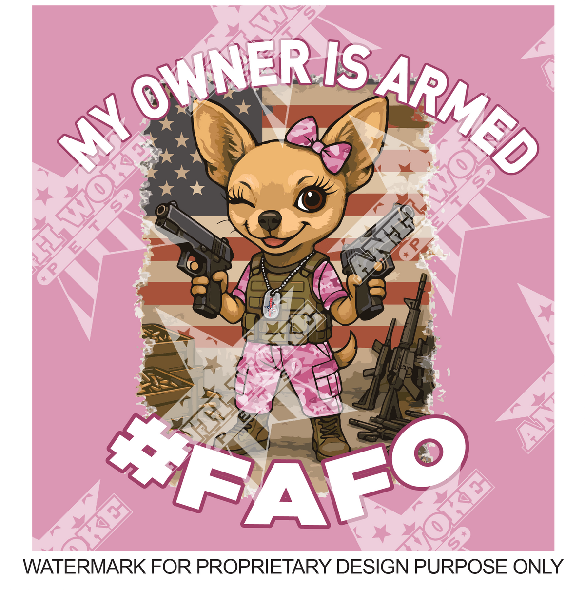 Chihuahua- Pink 2 Pistols- My Owner Is Armed- Small Dog's Tank Top