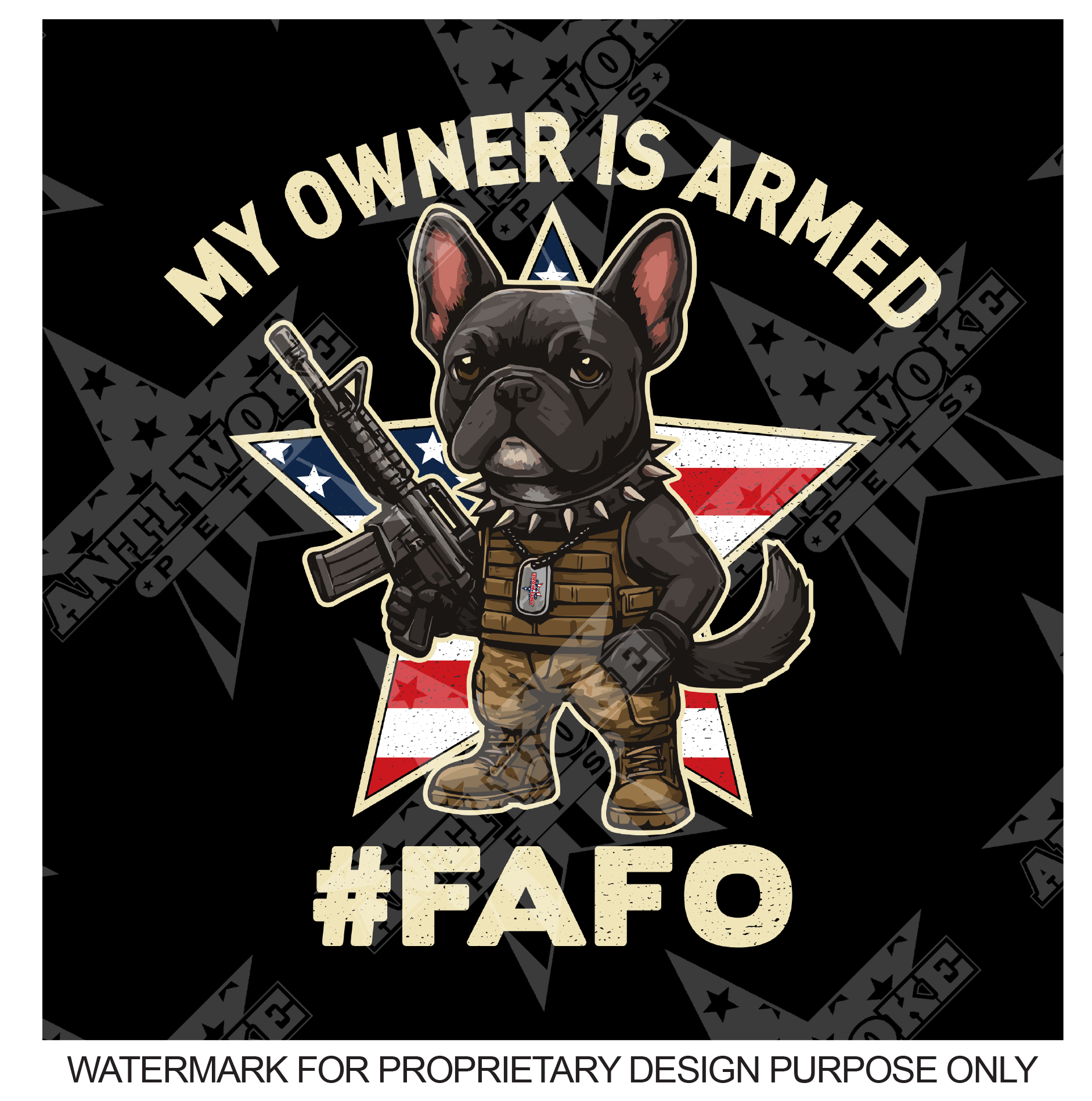 Frenchie-Black- My Owner Is Armed Medium Dog's Tank Top
