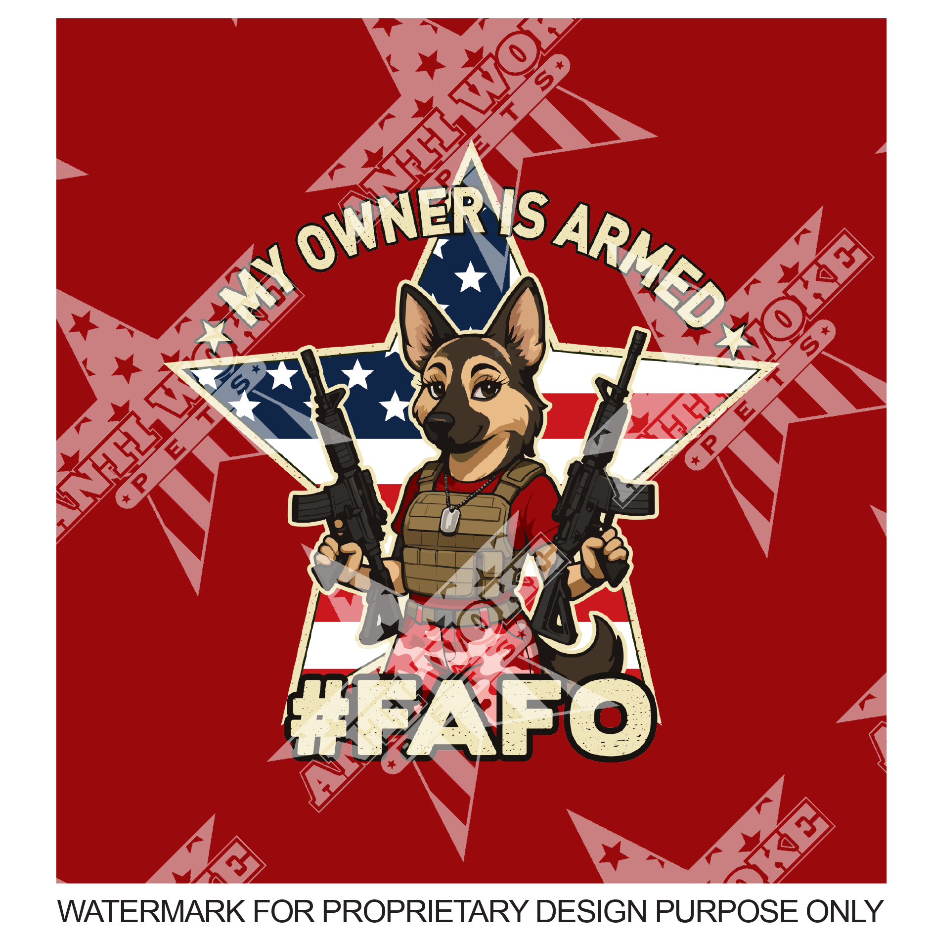 German Shepard-Girl Dog Red- My Owner Is Armed- Puppy Tank Top