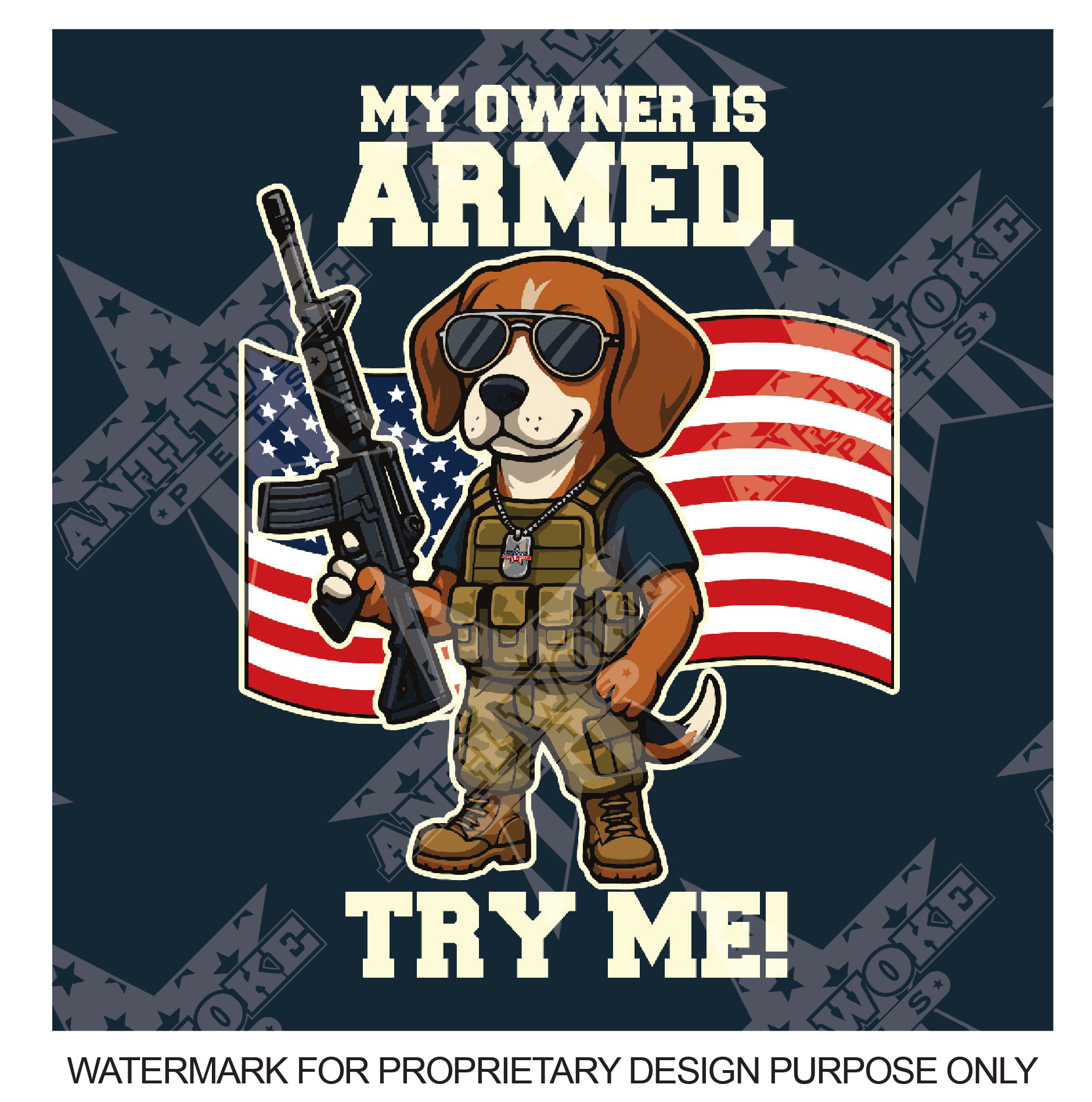 Beagle W Ar 15- My Owner Is Armed- Anti Woke Pets- Puppy Tank Top
