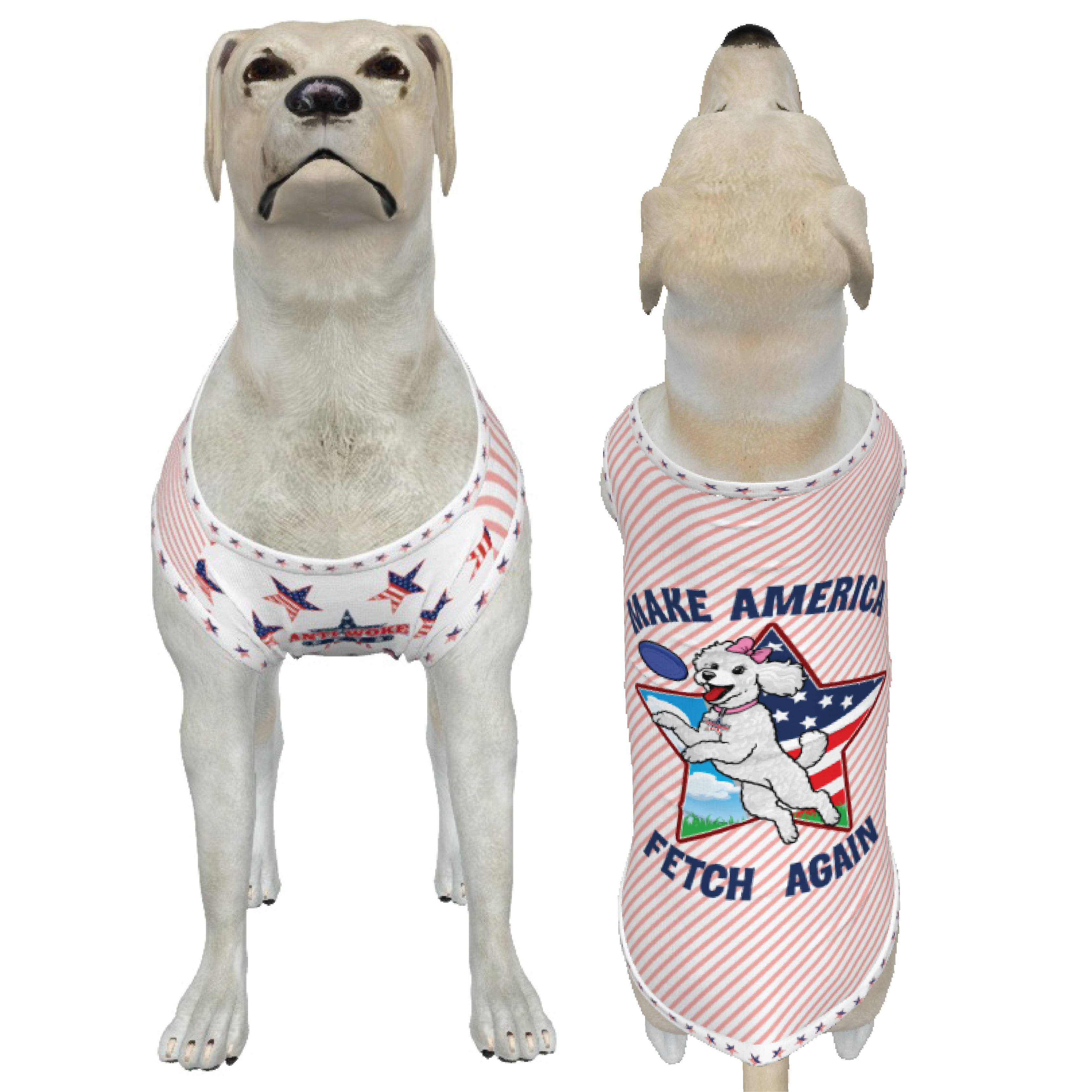 Poodle- Pink Candy Stripe- Make America Fetch Again - Big Dog's Tank Top