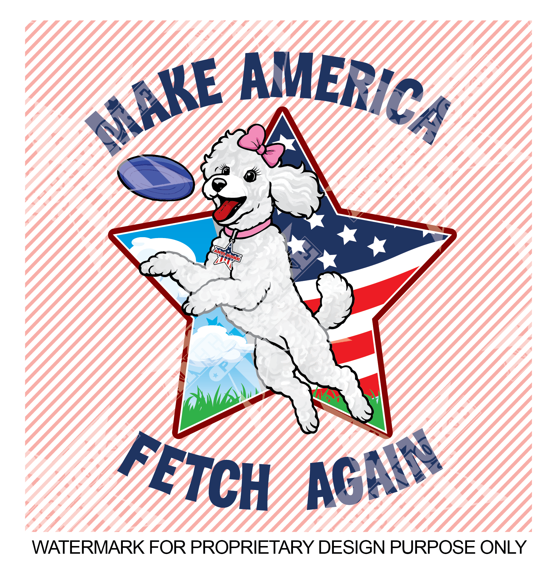Poodle- Pink Candy Stripe- Make America Fetch Again - Small Dog's Tank Top