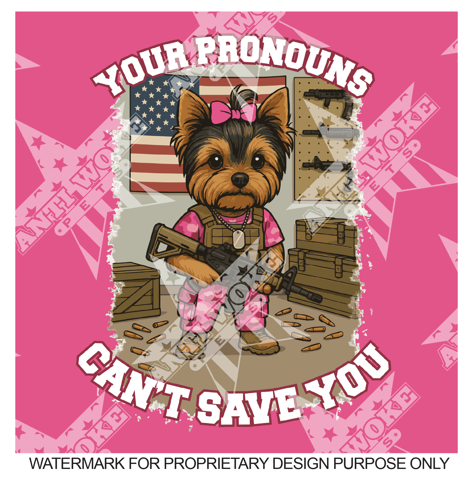 Yorkie- Pink & Pink Camo- Your Pronouns Can't Save You-Small Dog's Tank Top